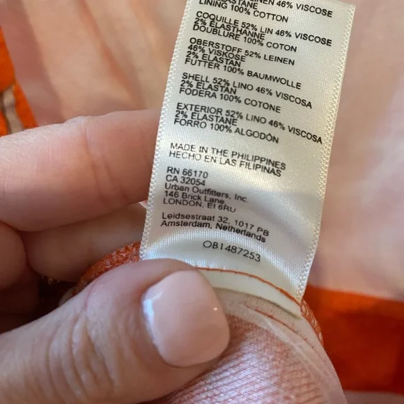 Maeve Riviera Orange and White Linen Jumpsuit Size 4 - Picture 7 of 8